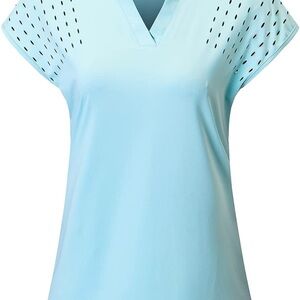Felisou Women's Golf Shirt, Breathable V-Neck Short Sleeve Tennis & Hiking